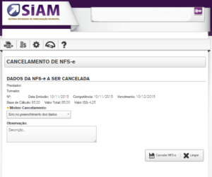 Dados da NFS-e a ser Cancelada