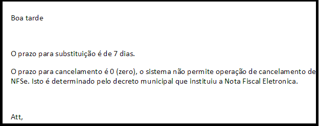 Prazo de Cancelamento de NFS-e