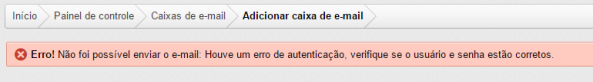 Erro caixa de E-mail