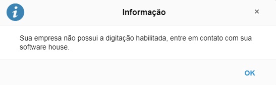 Mensagem tela digitação