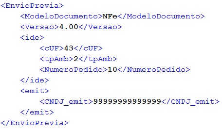 Envio da prévia NF-e