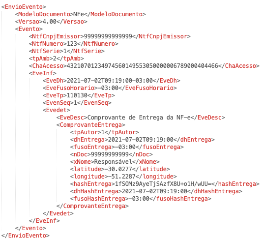 Envio do Comprovante de entrega da NF-e