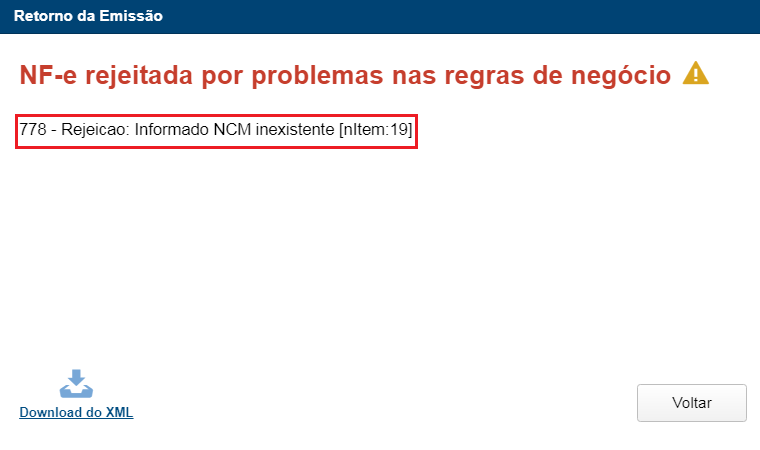 Rejeição de NCM na versão 2.40.0 do InvoiCy