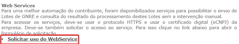 Escrito instruções sobre solicitar Web Service